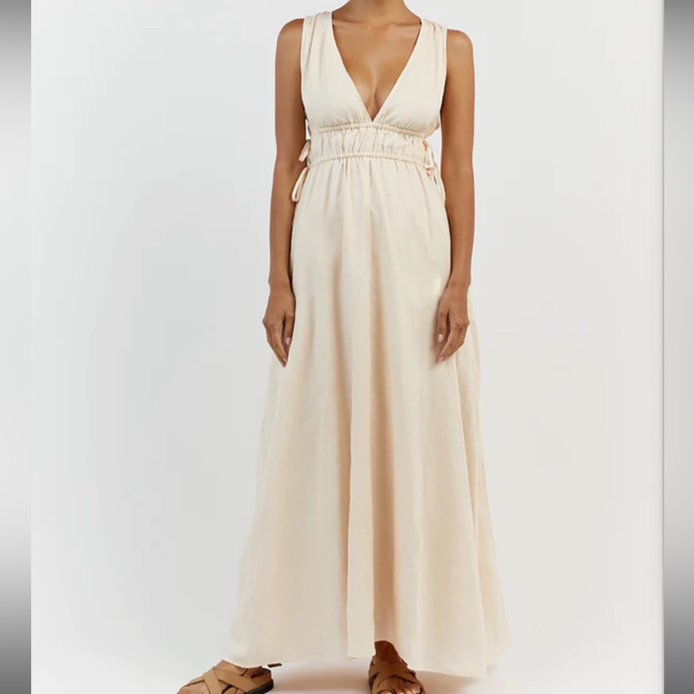 NWT Dissh PIA BUTTER LINEN MIDI DRESS Size 2
